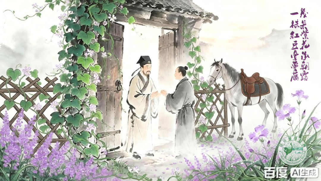 几朵紫花承朝露